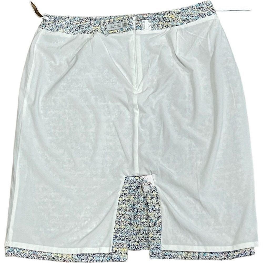 Tahari Multi Color Textured Lined Midi Skirt - image 8